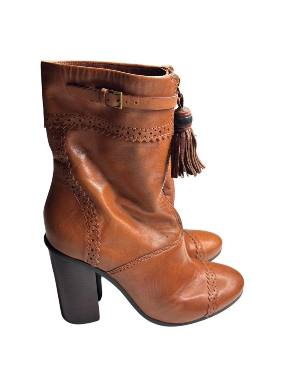 TORY BURCH | Brown Leather Tassel Ankle Boots | Size 8M